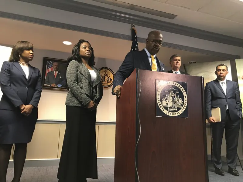 Fulton County District Attorney Paul Howard discusses his attempts to obtain information about the killing of Jamarion Robinson, who was shot 59 times by law enforcement officers, on Dec. 28, 2018. (AP Photo/Jeff Martin)

