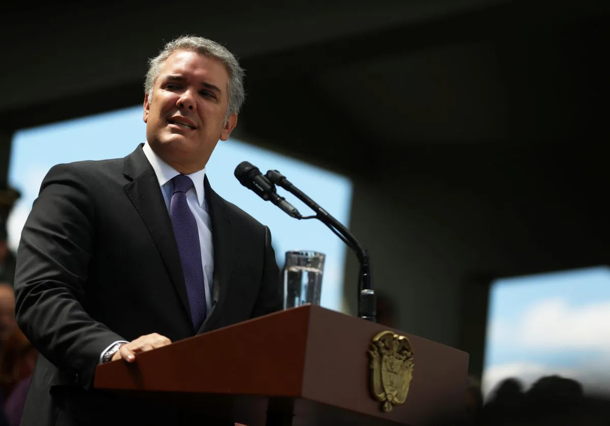 Colombian President, Ivan Duque, speaks during a promotion ceremony at a military school in Bogota, Colombia, on Dec. 17, 2018. (Reuters/Luisa Gonzalez) 