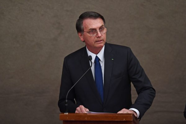 Brazilian President-elect Jair Bolsonaro delivers a speech at an event in Brasilia on Dec. 10, 2018. (Evaristo Sa/AFP/Getty Images)