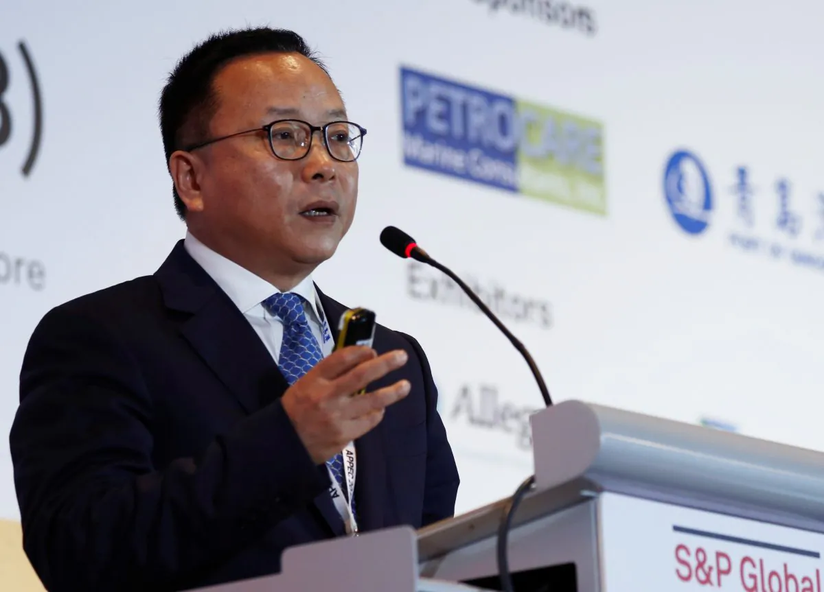 Unipec's President Chen Bo speaks at the 34th Asia Pacific Petroleum Conference (APPEC) in Singapore, on Sept. 24, 2018. (Edgar Su/Reuters)