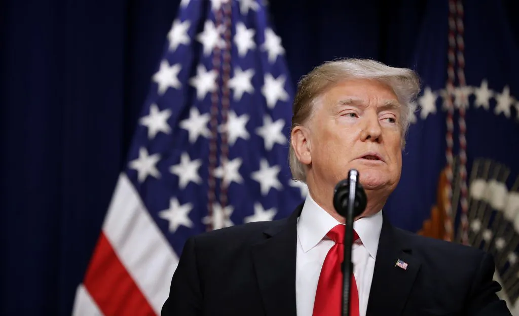 U.S. President Donald Trump delivers remarks before signing the Agriculture Improvement Act during a ceremony in the South Court Auditorium of the Eisenhower Executive Office Building Dec. 20, 2018 in Washington, DC. (Chip Somodevilla/Getty Images)