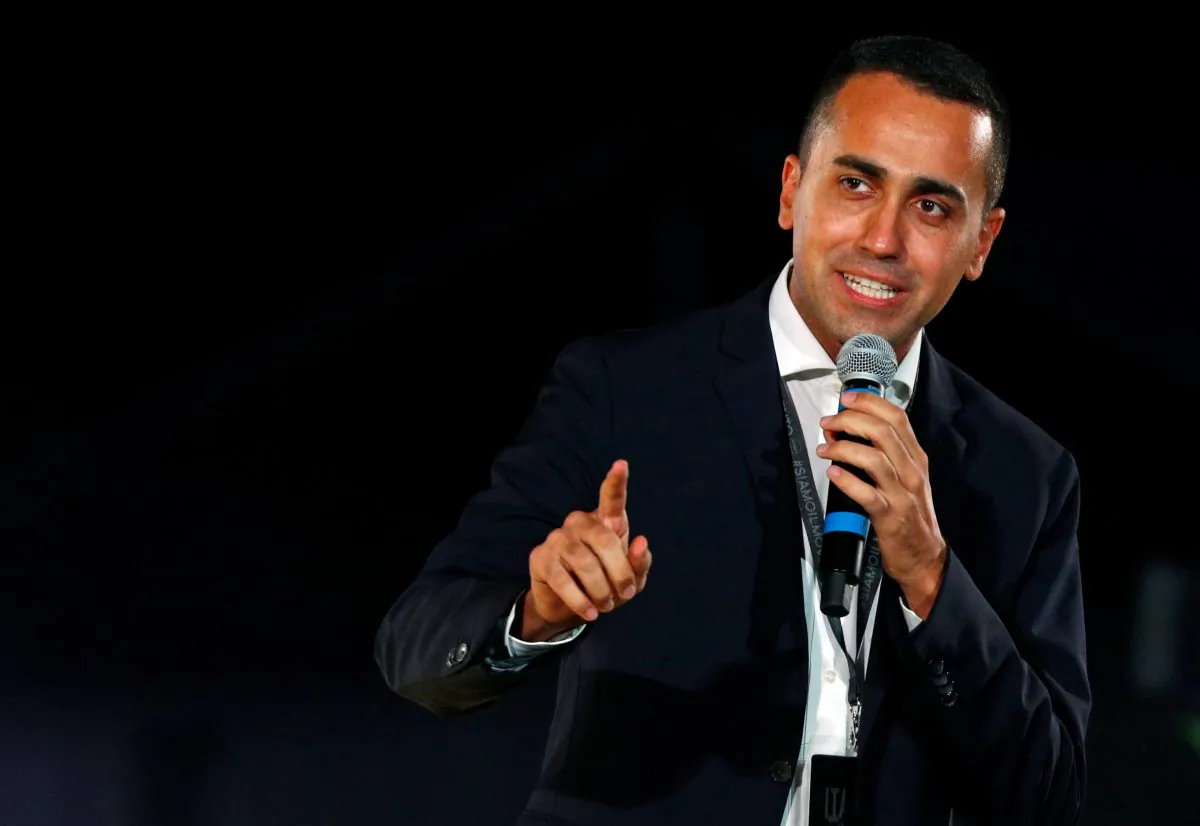 Italian Deputy PM Luigi Di Maio speaks at the 5-Star Movement party's open-air rally at Circo Massimo in Rome, Italy, on Oct. 20, 2018. (Reuters/Max Rossi)  