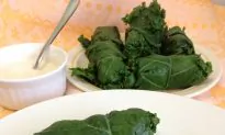 Kale and Quinoa Dolmades With Yogurt Dipping Sauce