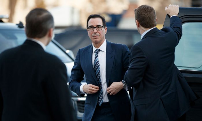 US Secretary of Treasury Steven Mnuchin arrives at the US Capitol prior to the service for former President George H. W. Bush on Dec. 03, 2018 in Washington, DC.(Shawn Thew/Getty Images)