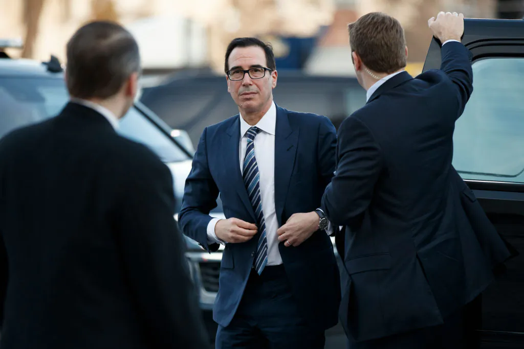 US Secretary of Treasury Steven Mnuchin arrives at the US Capitol prior to the service for former President George H. W. Bush on Dec. 03, 2018 in Washington, DC.(Shawn Thew/Getty Images)