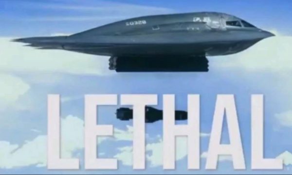 B52 bomber with word lethal overlaid