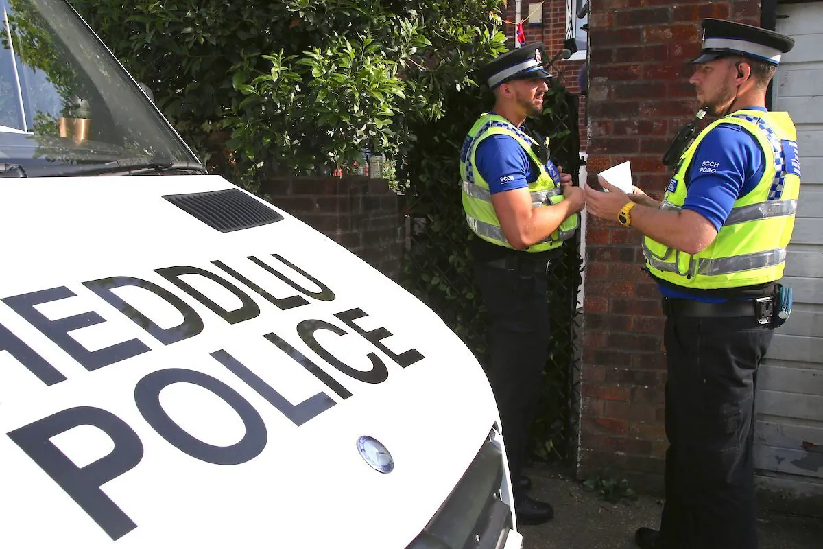 Wales Police outside a property in Cardiff on June 19, 2017. (Geoff Caddick/AFP/Getty Images)