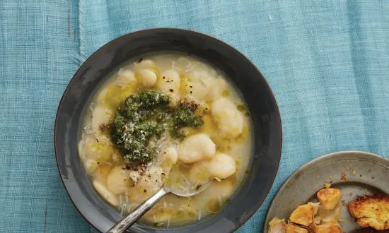 Brothy Beans With Roasted Garlic and Parmesan Rind
