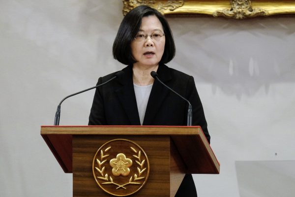 Taiwan's President Tsai Ing-wen speaks during a press conference in Taipei.