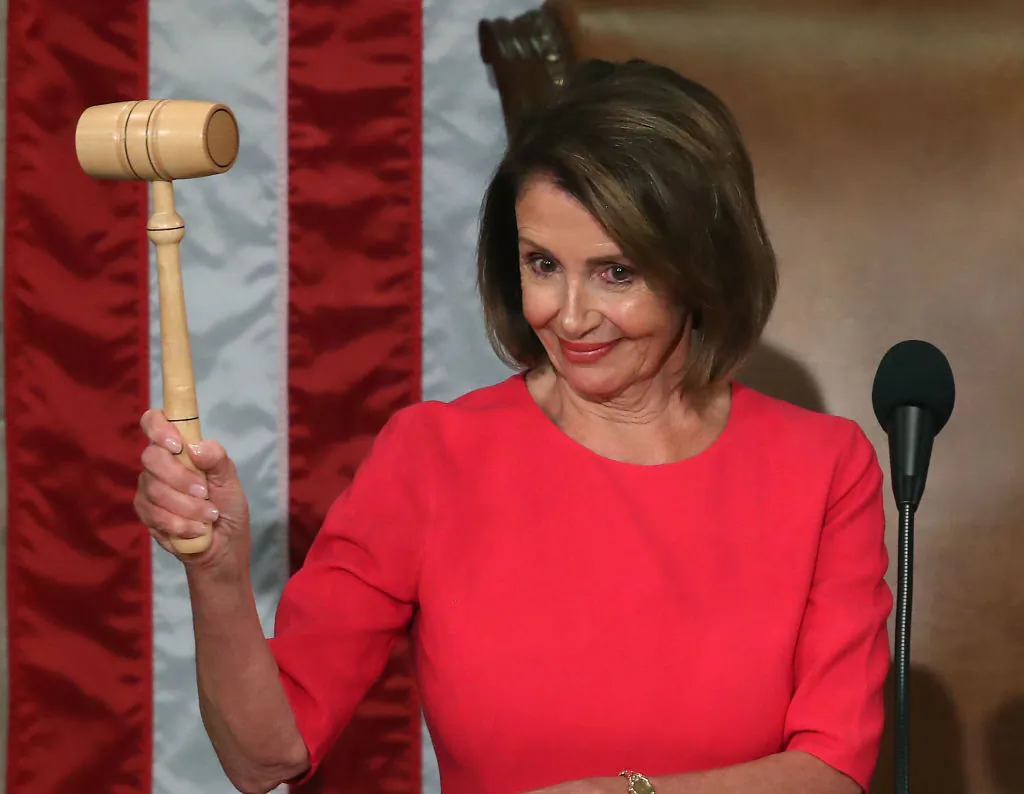 Speaker of the House Rep. Nancy Pelosi (D-CA) holds the gavel during the first session of the 116th Congress at the U.S. Capitol in Washington on Jan. 3, 2019. The first bill introduced under Pelosi’s speakership is titled the “For the People Act.” (Mark Wilson/Getty Images)