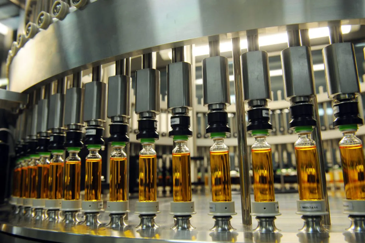 A high-speed production line of insulin at the factory of Novo Nordisk in Chartres, France, on Feb. 17, 2014. (Francois Monier/AFP/Getty Images)