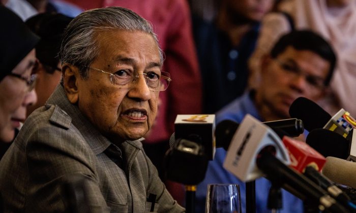 Mahathir Mohamad, chairman of 'Pakatan Harapan' (The Alliance of Hope), speaks during press conference following the 14th general election on May 10, 2018 in Kuala Lumpur, Malaysia, on May 10, 2018. (Ulet Ifansasti/Getty Images)