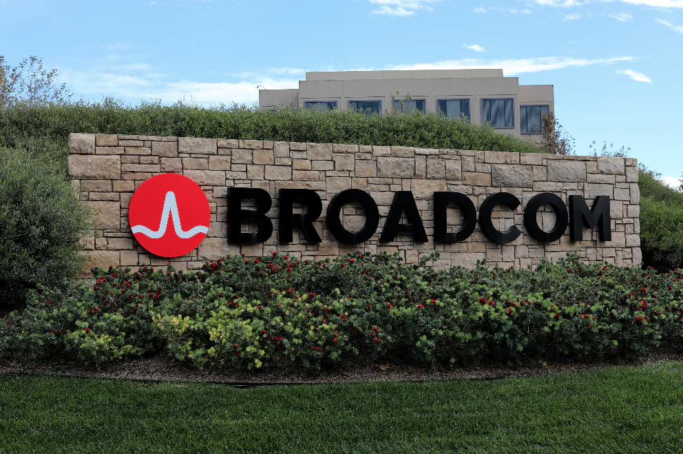 A sign to the campus offices of chip maker Broadcom Ltd is shown in Irvine, California, U.S., November 6, 2017. (Mike Blake/Reuters)