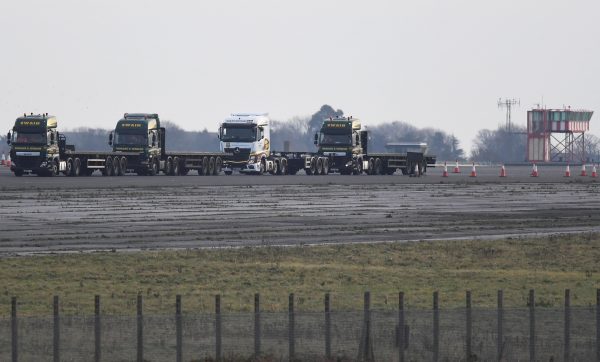 Queue lorries are seen