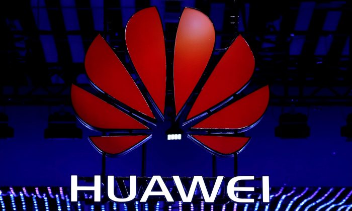 The Huawei logo is seen during the Mobile World Congress in Barcelona, Spain on Feb. 26, 2018. (Yves Herman/Reuters)