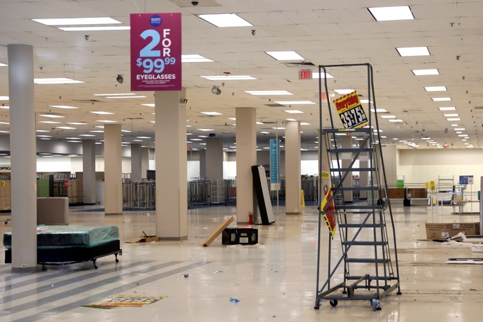 The inside of a Sears department store is seen one day after it closed
