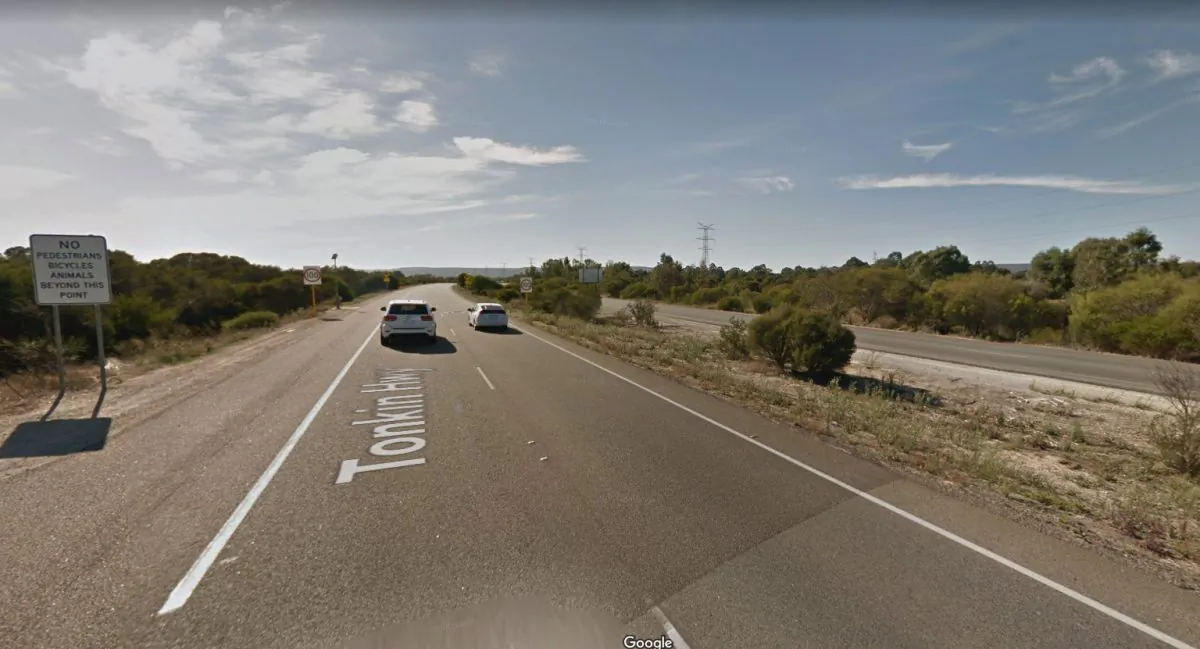 The section of Tonkin Highway in Perth, Australia, where a 4-year-old boy was seen on top of a car roof on Jan. 4, 2019. (Screenshot/Google Maps)