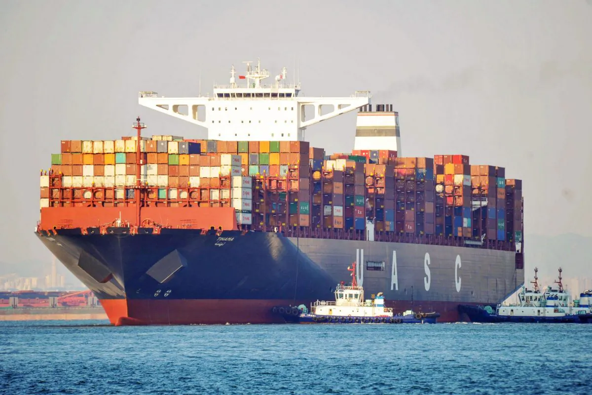 A cargo ship at a port in Qingdao in eastern China's Shandong Province on Oct. 12, 2018. (STR/AFP/Getty Images)