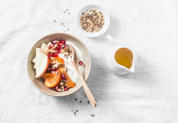 Full fruit and greek yogurt breakfast bowl