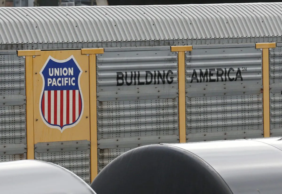 A Union Pacific rail car is parked at a Burlington National Santa Fe (BNSF) train yard in Seattle, Washington, U.S., Feb. 10, 2017.  (Chris Helgren/Reuters)