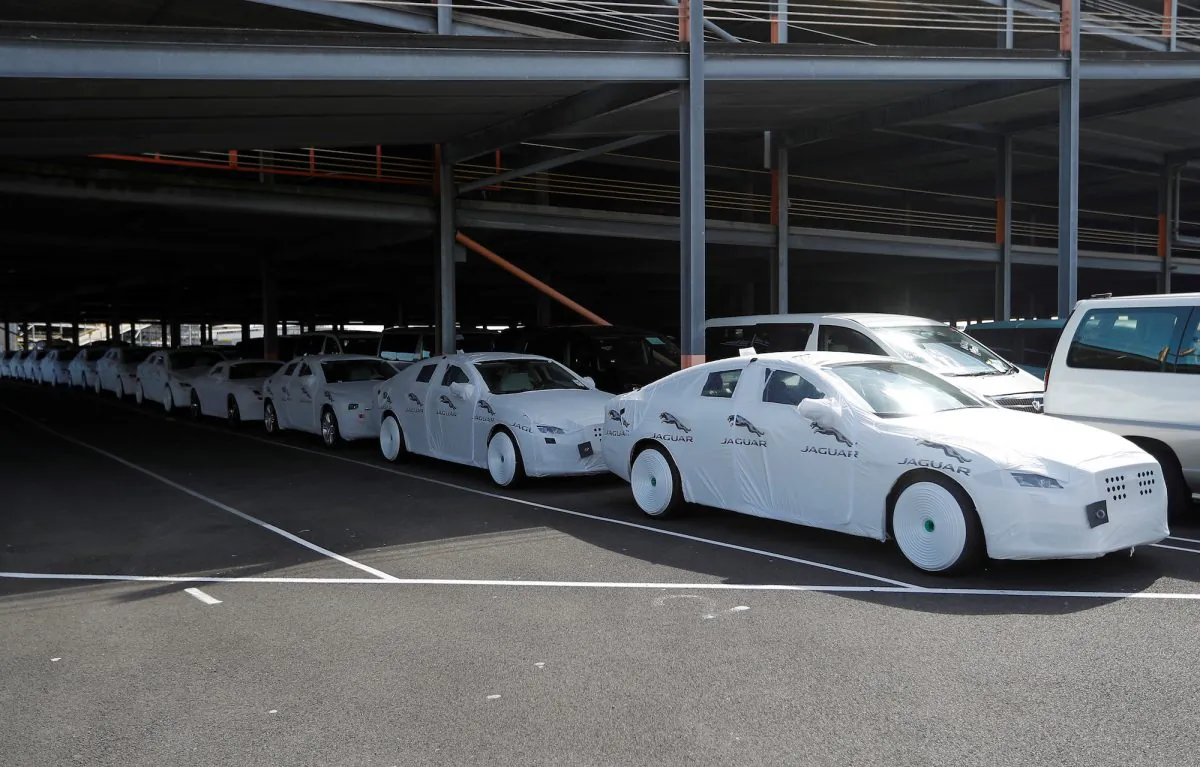 Jaguar cars ready for export are parked on the dockside at a port in Southampton, United Kingdom, on Aug. 16, 2017. (Reuters/Peter Nicholls/File Photo)