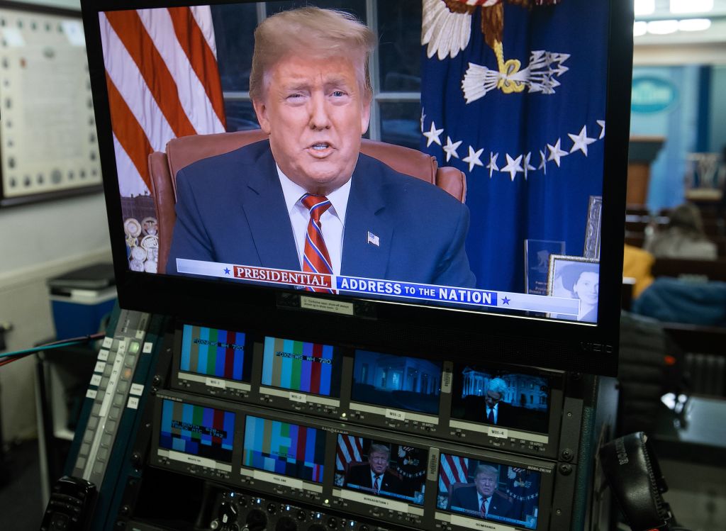 Trump on TV screen