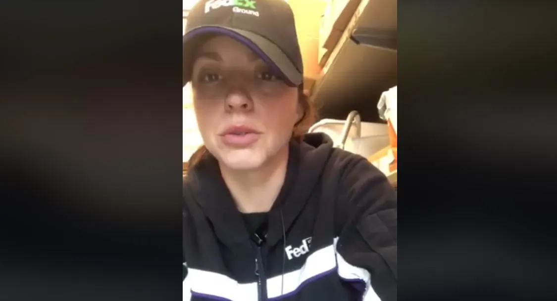 Amanda Riggan, a FedEx driver, recorded a video describing how she went back to a house where a woman told her her husband was suffering from cancer and prayed with the woman, on Jan. 3, 2019. (Amanda Riggan/Facebook)