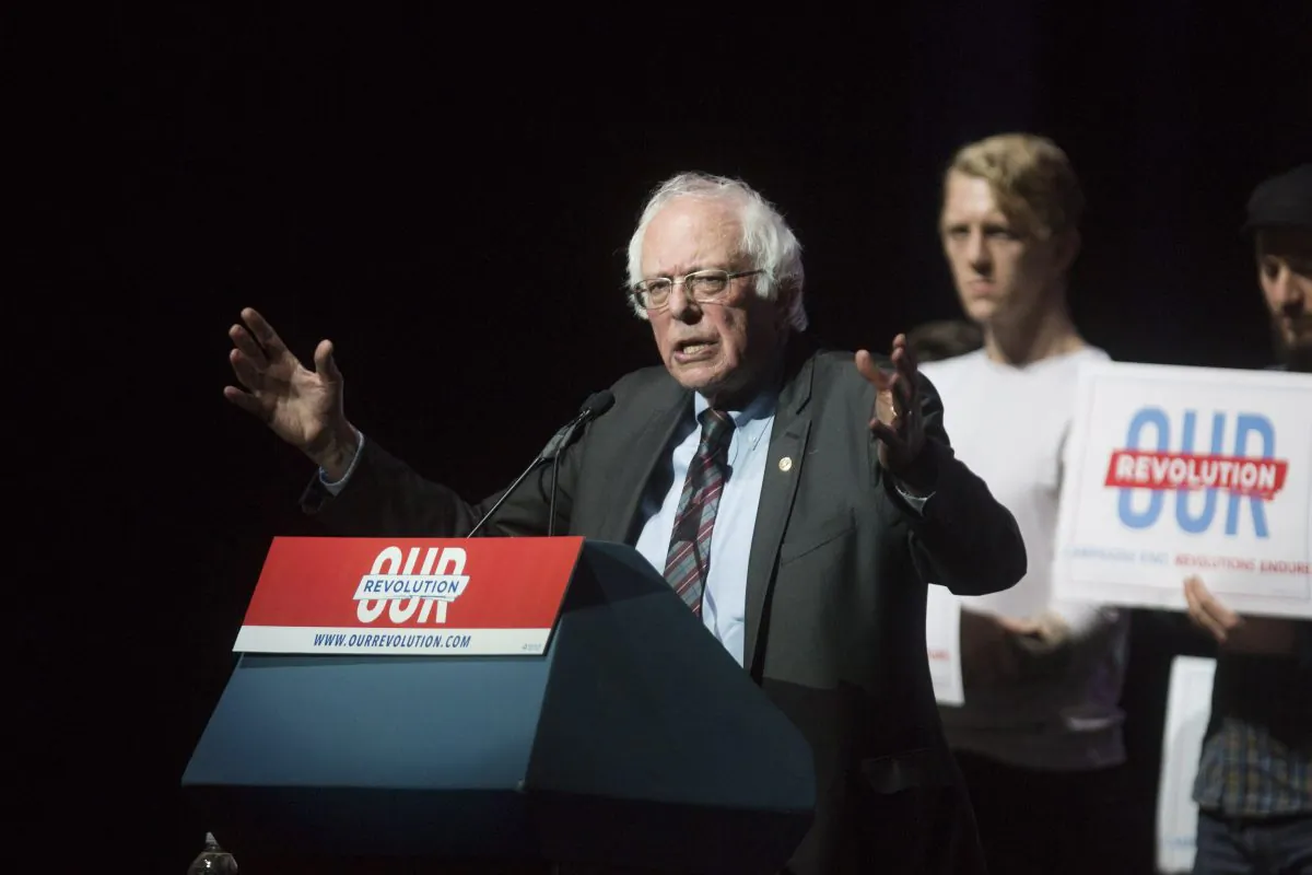 Former Presidential candidate Senator Bernie Sanders (I-VT) speaks at the Our Revolution Massachusetts Rally at the Orpheum Theatre on March 31, 2017, in Boston, Massachusetts. (Photo by Scott Eisen/Getty Images)