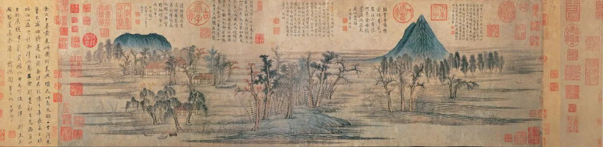 "Autumn Colors on the Qiao and Hua Mountains," 1295, by Zhao Mengfu. Handscroll with ink on paper, 11.2 inches by 35.5 inches. National Palace Museum, Taipei. (Public Domain)