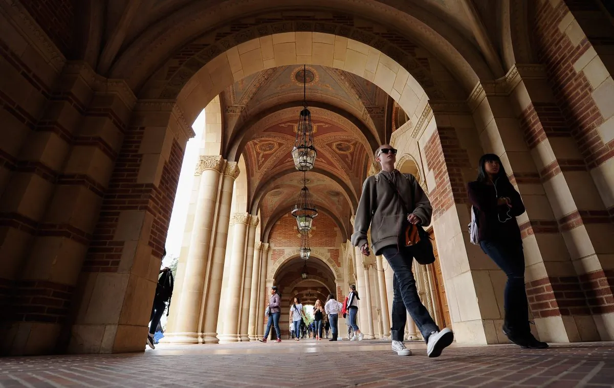 Students walk on the campus of UCLA in Los Angeles, California, on April 23, 2012. (Kevork Djansezian/Getty Images)