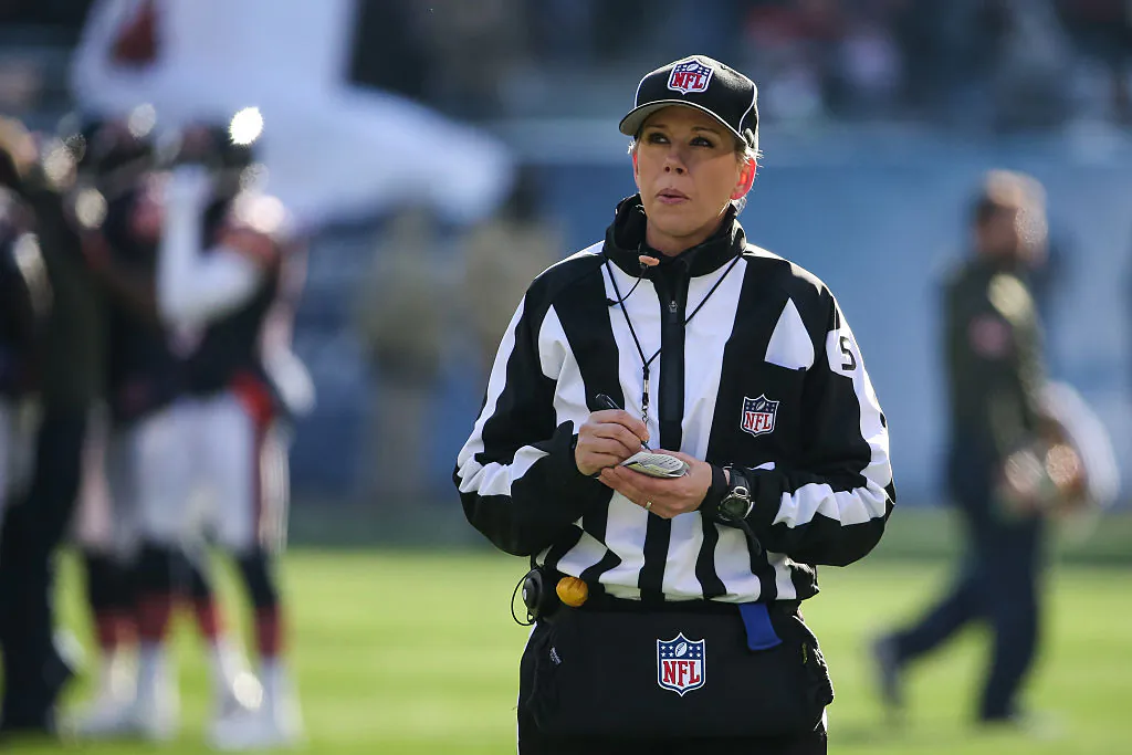 Line Judge Sarah Thomas #53 stands on the field during the NFL game between the Chicago Bears and the Denver Broncos at Soldier Field in Chicago, Illinois on Nov. 22, 2015. (Jonathan Daniel/Getty Images)