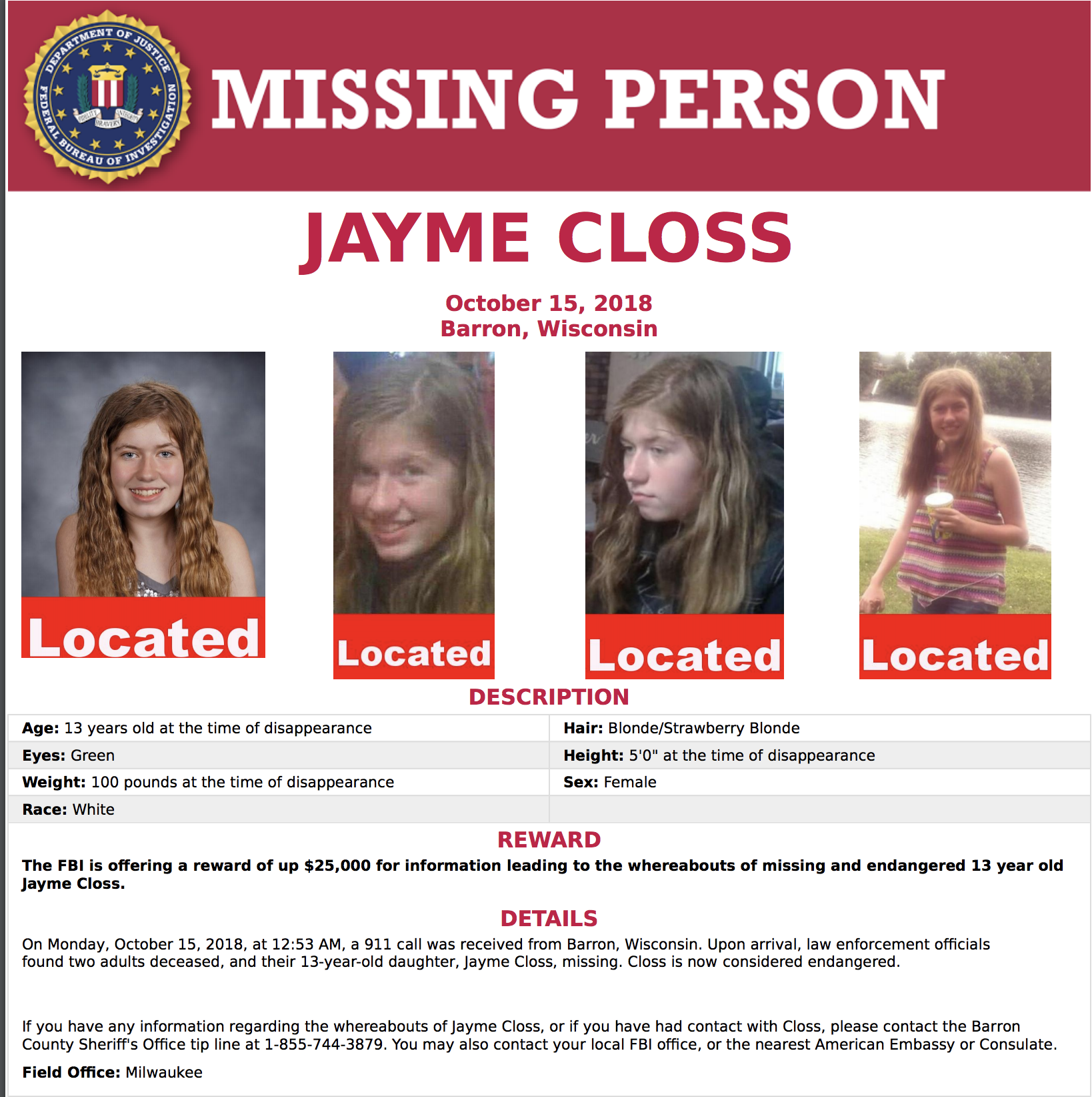 Jayme Closs Found Poster.
