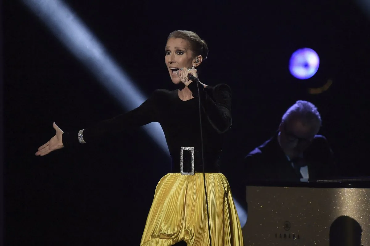 Celine Dion performs at the "Aretha! A Grammy Celebration For The Queen Of Soul" event at the Shrine Auditorium in Los Angeles, on Jan. 13, 2019. (Richard Shotwell/Invision/AP)