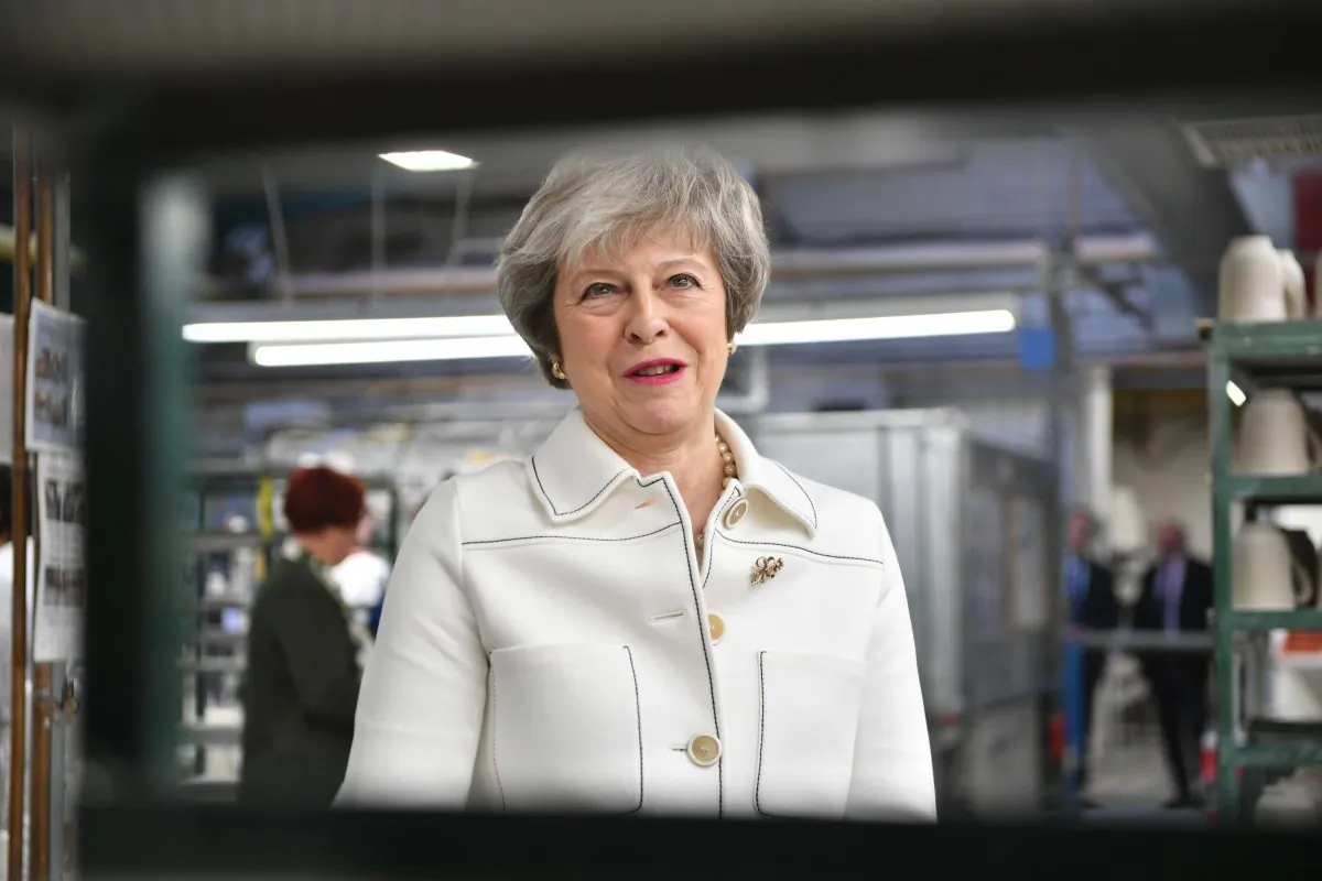 British Prime Minister Theresa May visits the Portmeirion factory in Stoke-on-Trent, United Kingdom, on Jan. 14, 2019. (Ben Birchall/Pool via Reuters)
