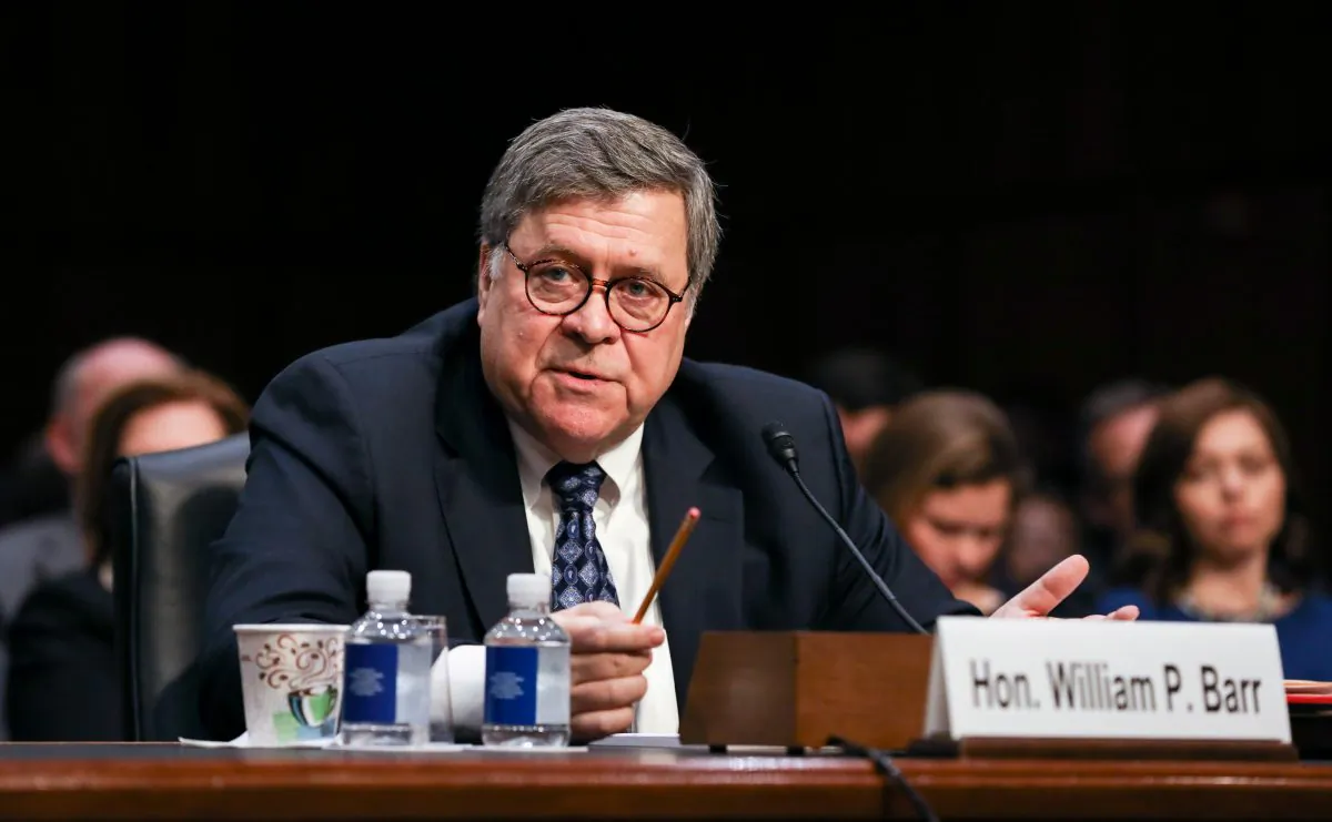 Attorney General nominee William Barr testifies on the first day of his confirmation hearing in front of the Senate Judiciary Committee at the Capitol in Washington on Jan. 15, 2019. (Charlotte Cuthbertson/The Epoch Times)