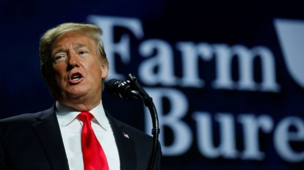 President Donald Trump addresses the National Farm Bureau Federation's 100th convention