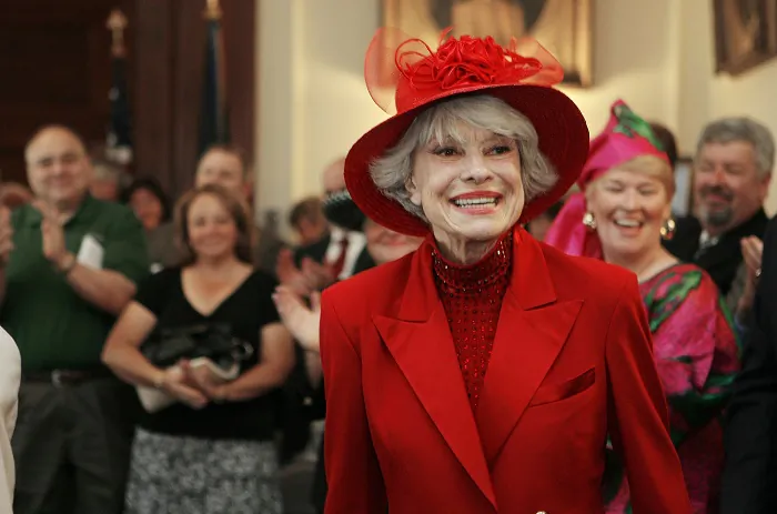 Singer and actress Carol Channing in Concord, N.H. Channing, whose career spanned decades on Broadway and on television has died at age 97. Publicist B. Harlan Boll says Channing died of natural causes in Rancho Mirage, Calif., early on Jan. 15, 2019. (Jim Cole/AP Photo, File)
