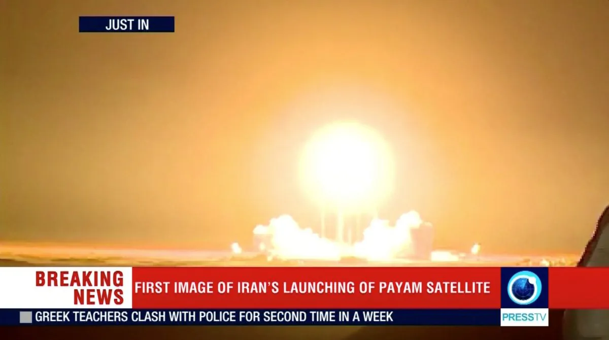 The Payam satellite is launched in Iran on Jan. 15, 2019. (Reuters TV/via Reuters)