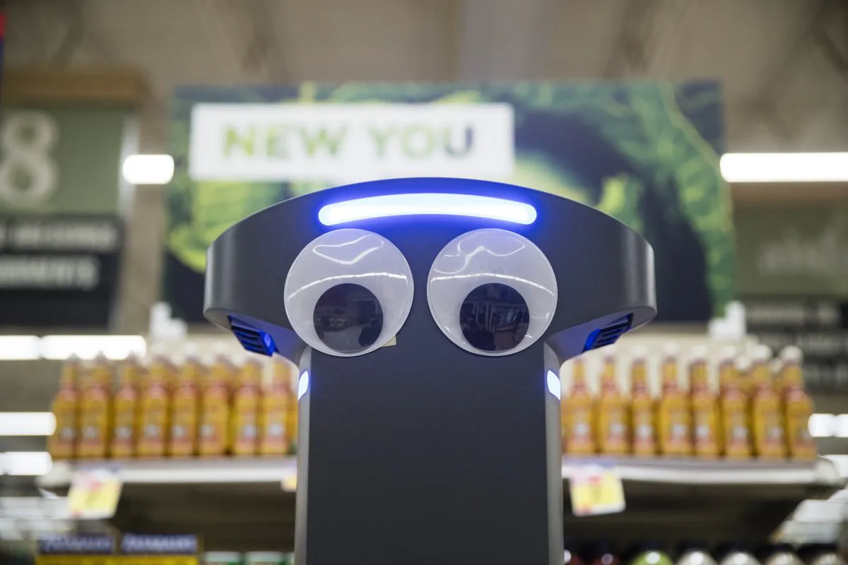 A robot named Marty cleans the floors at a Giant grocery store in Harrisburg, Pa., on Jan. 15, 2019. (AP Photo/Matt Rourke)