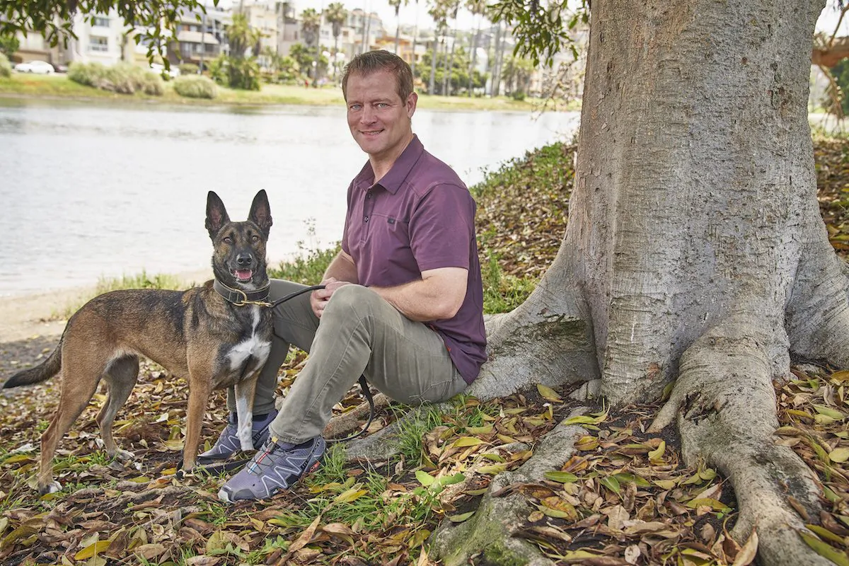 Jeffrey Franklin with one of his canines. (Courtesy of Joelle Speranza)
