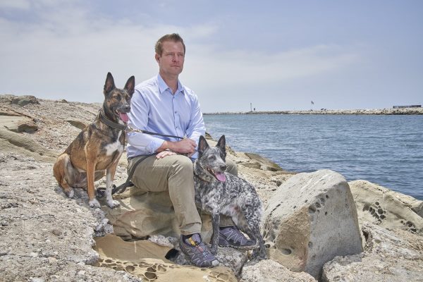 Franklin with two canines