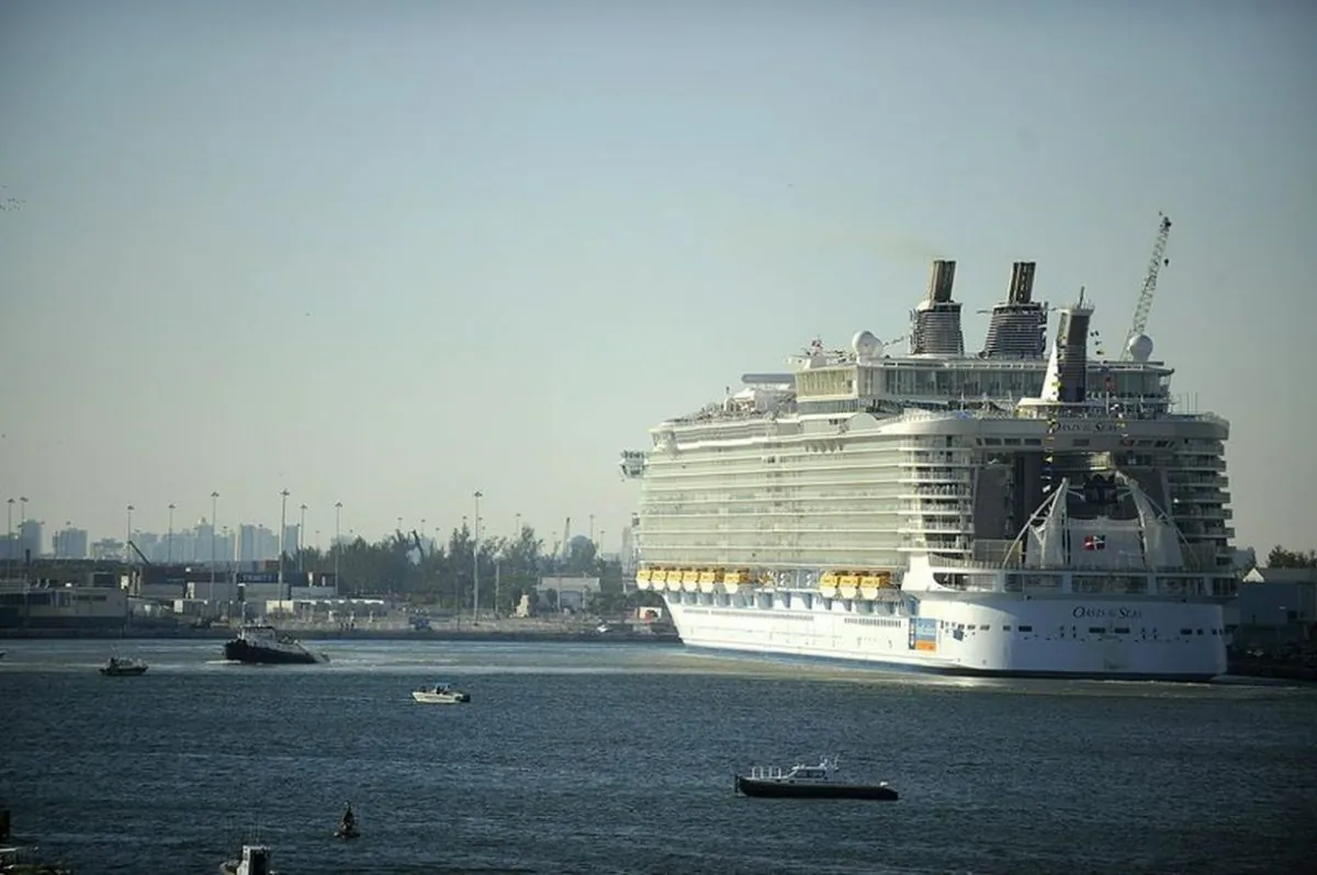Royal Caribbean's Oasis of the Seas cruise ship is docked at Port Everglades in Fort Lauderdale, Fla., in this 2009 file photo. (Josh Ritchie/South Florida Sun-Sentinel via AP, File)