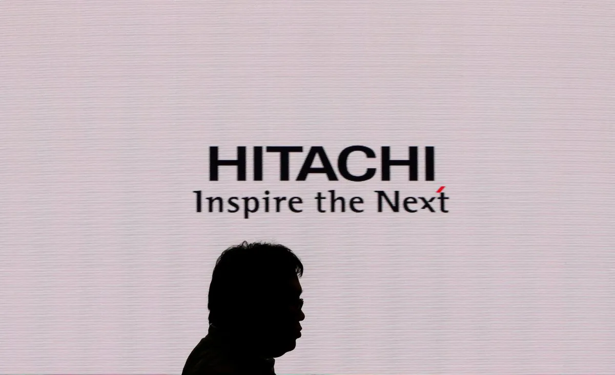 A Hitachi logo in Chiba, Japan on Oct. 2, 2017. (Toru Hanai/Reuters)