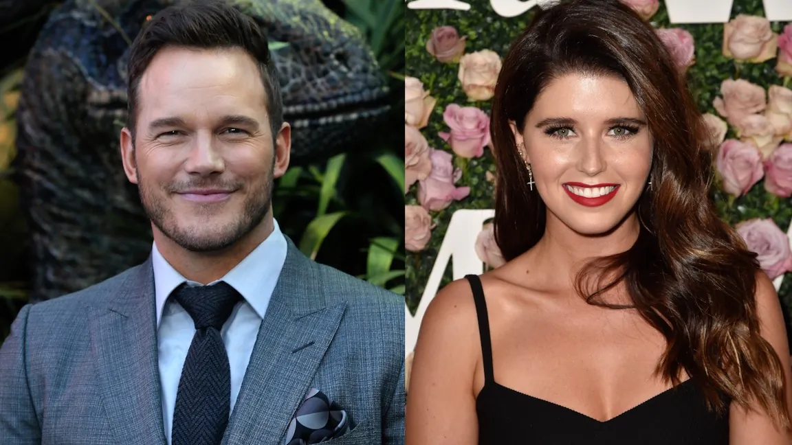 (L) Actor Chris Pratt attends the premiere of 'Jurassic World: Fallen Kingdom' in Los Angeles, California, June 12, 2018. (David Livingston/Getty Images) (R). Author Katherine Schwarzenegger at the 2017 Women In Film Max Mara Face of the Future at Cheateau Marmont in Los Angeles, California, June 12, 2017. (Frazer Harrison/Getty Images)