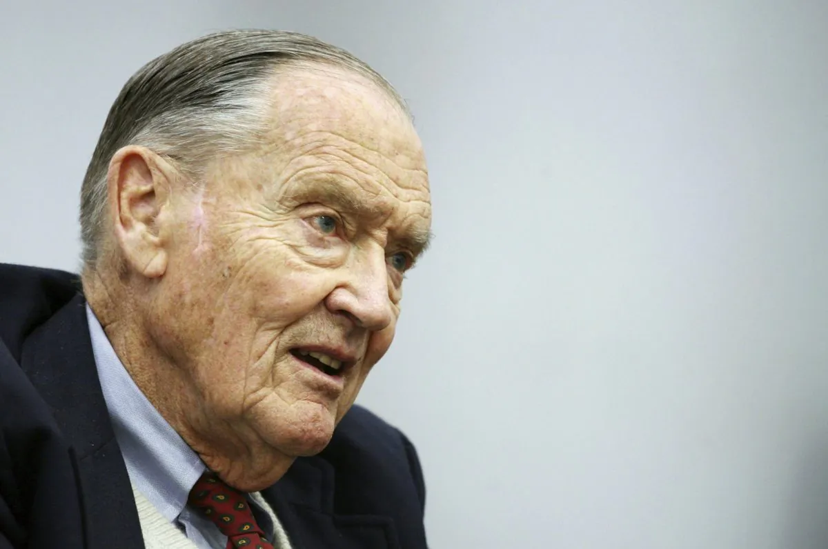 John Bogle, founder of The Vanguard Group, talks during an interview with The Associated Press, in New York. Vanguard announced, on Jan. 16, 2019, that John C. "Jack" Bogle has died at the age of 89. (Mark Lennihan/AP)