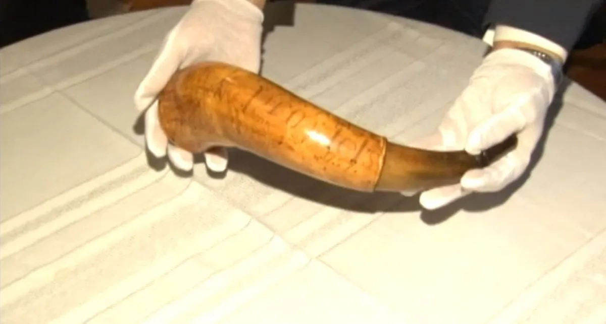 Photo of 261-year-old horn on Jan. 15, 2019. (Screenshot/Fox)