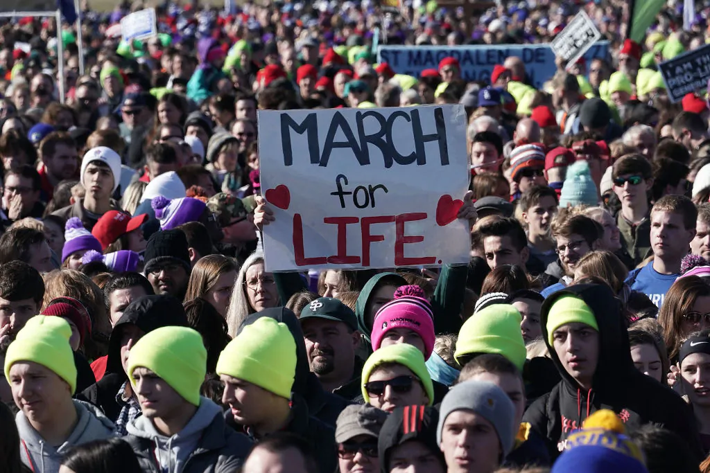 Pro-life activists participate in a rally at the National Mall prior to the 2018 March for Life in Washington on Jan. 19, 2018. (Alex Wong/Getty Images)