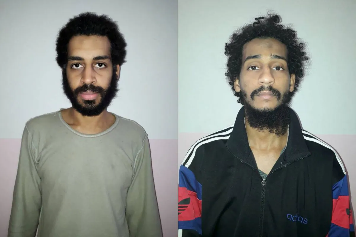 (L) Alexanda Kotey and (R) Shafee Elsheikh in Amouda, Syria, in photos released on Feb. 9, 2018. (Syrian Democratic Forces/Handout via Reuters/File Photo)