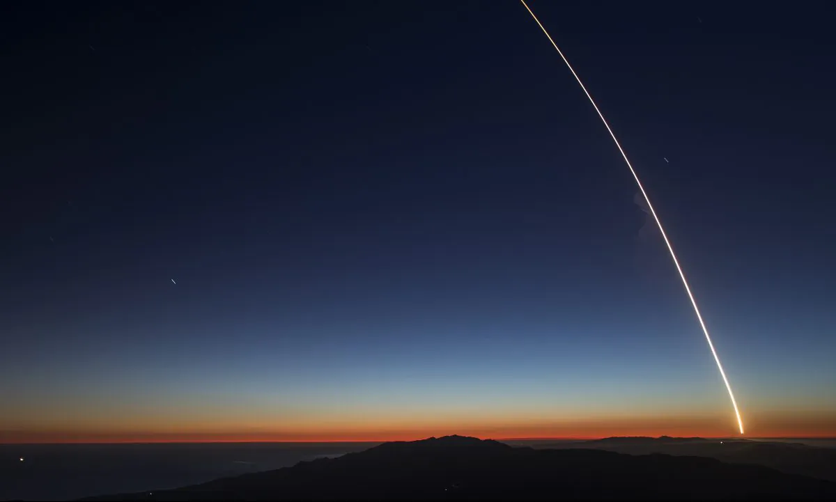 The SpaceX Falcon 9 rocket launches from Vandenberg Air Force Base.  (Photo by David McNew/Getty Images)