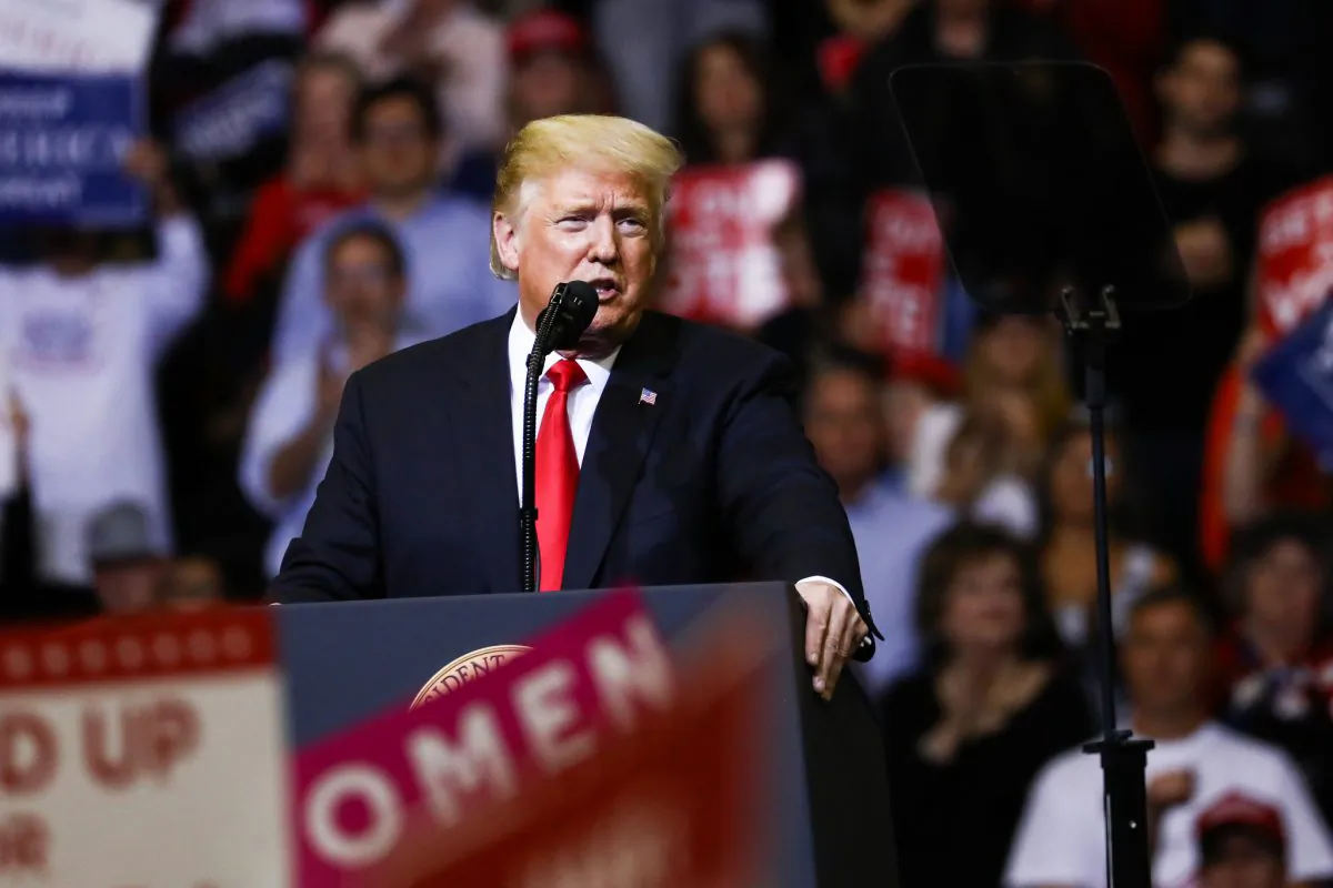 President Donald Trump at a Make America Great Again rally in Houston, Texas, on Oct. 22, 2018. (Charlotte Cuthbertson/The Epoch Times)